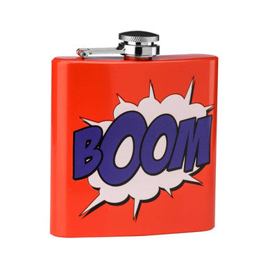 Orsina Auden Red Hip Flask – 6oz Stainless Steel Comic Boom Design