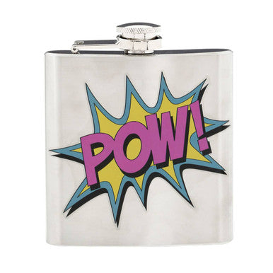 Orsina Hip Flask – 6oz Navy Blue Comic Pow Design Pocket Flask