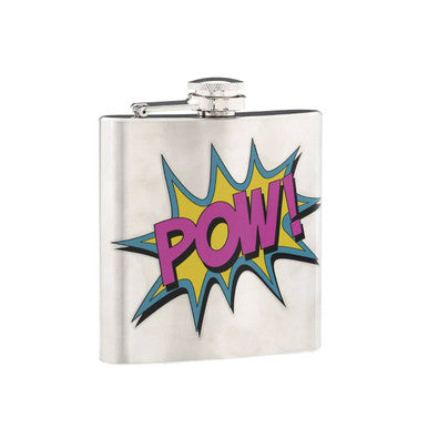 Orsina Hip Flask – 6oz Navy Blue Comic Pow Design Pocket Flask