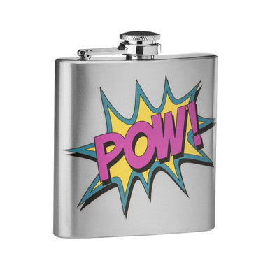 Orsina Hip Flask – 6oz Navy Blue Comic Pow Design Pocket Flask