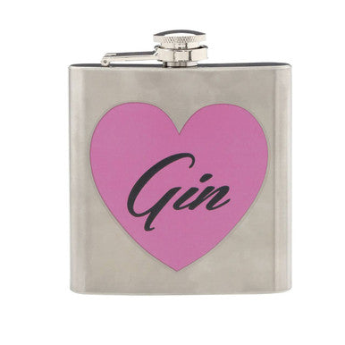 Orsina Gin Hip Flask – 6oz Pink Heart Motif Stainless Steel Pocket Flask