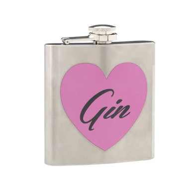 Orsina Gin Hip Flask – 6oz Pink Heart Motif Stainless Steel Pocket Flask