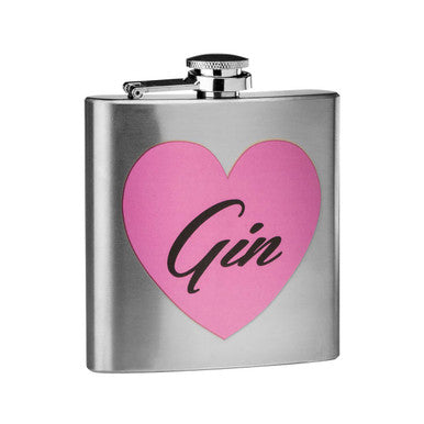 Orsina Gin Hip Flask – 6oz Pink Heart Motif Stainless Steel Pocket Flask
