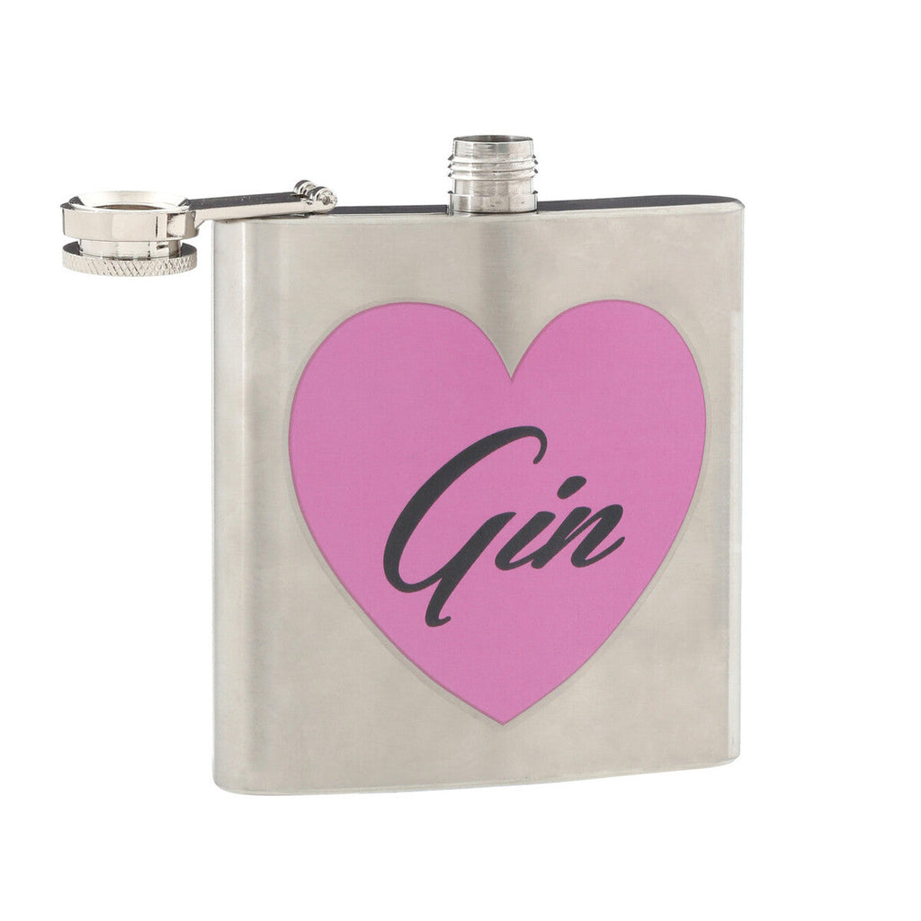 Orsina Gin Hip Flask – 6oz Pink Heart Motif Stainless Steel Pocket Flask