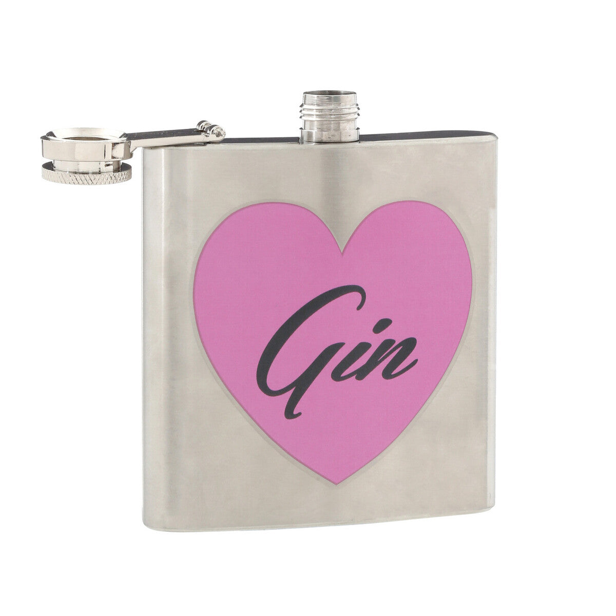 Orsina Gin Hip Flask – 6oz Pink Heart Motif Stainless Steel Pocket Flask