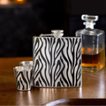 Orsina Zebra Print Hip Flask and Shot Glasses Set – 6oz Gift Set