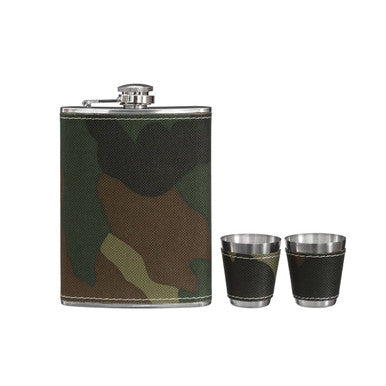 Orsina Camouflage Hip Flask and Shot Glasses Set – 8oz Outdoor Gift