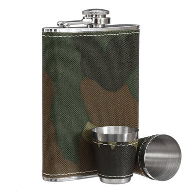 Orsina Camouflage Hip Flask and Shot Glasses Set – 8oz Outdoor Gift