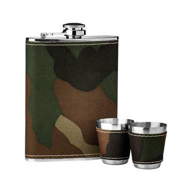 Orsina Camouflage Hip Flask and Shot Glasses Set – 8oz Outdoor Gift