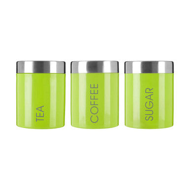 Orsina Lime Green Enamel Tea Coffee & Sugar Set | Airtight Canisters