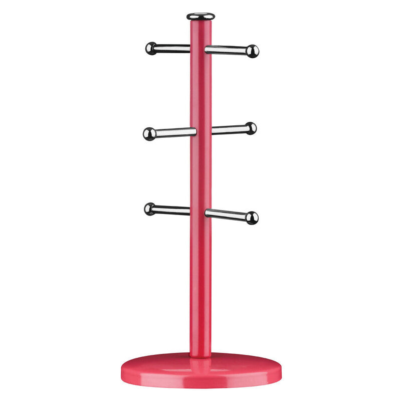 Orsina Hirano Metal Mug Tree – Hot Pink 6-Cup Kitchen Counter Organizer
