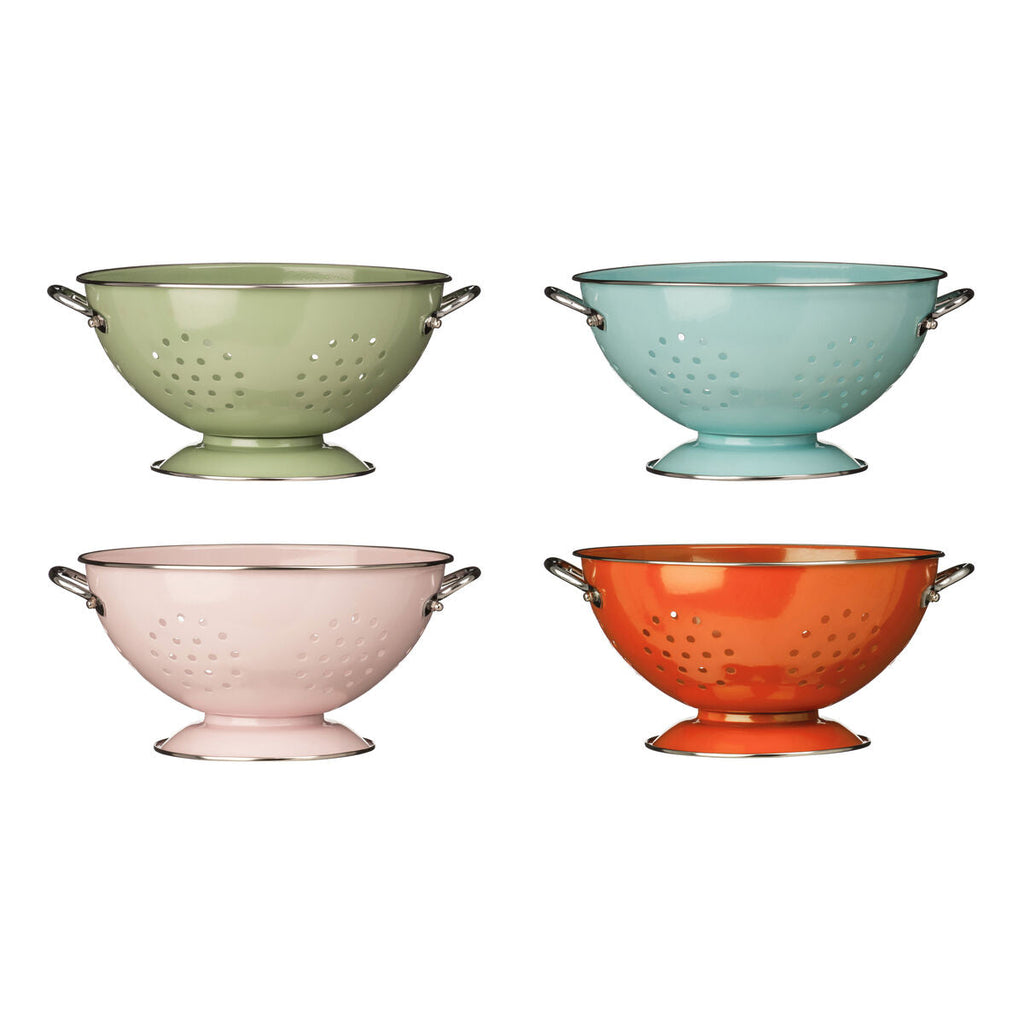 Orsina Hollis Pastel Pink Enamel Retro Colander | Kitchen Strainer