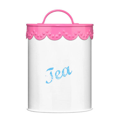 Orsina Pink Lace Tea Canister – Airtight Powder-Coated Steel Storage