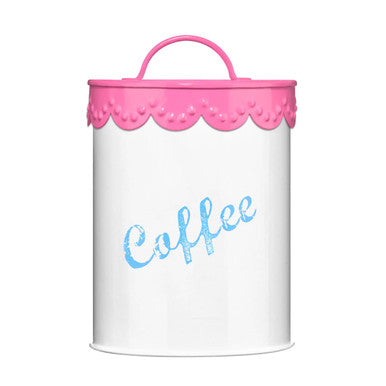 Orsina Pink Lace Coffee Canister – Airtight Metal Storage Container