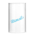 Orsina White and Blue Utensil Canister – Powder Coated Iron Holder