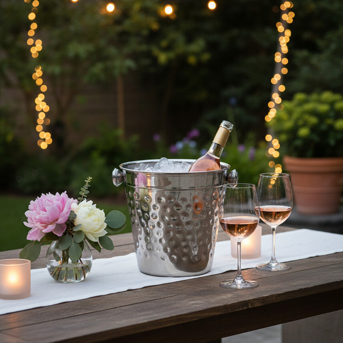 Orsina Mixology Ice Bucket – Hammered Stainless Steel Barware