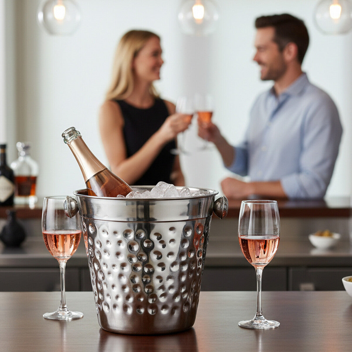 Orsina Mixology Ice Bucket – Hammered Stainless Steel Barware