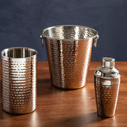 Orsina Mixology Hammered Stainless Steel Champagne Bucket | Silver
