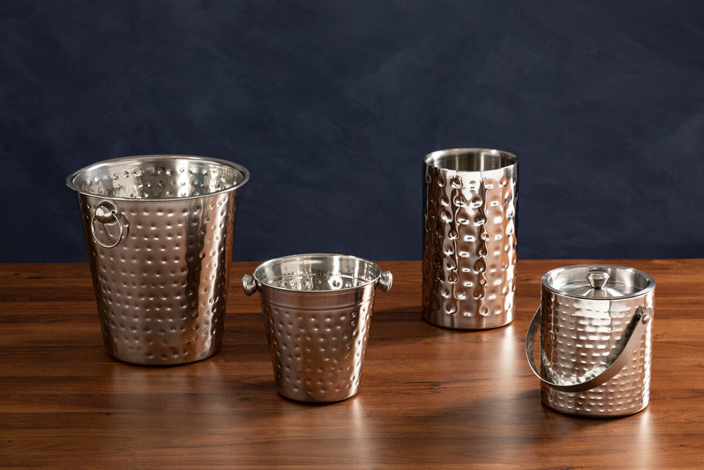 Orsina Hammered Stainless Steel Champagne Cooler | Insulated Wine Chiller
