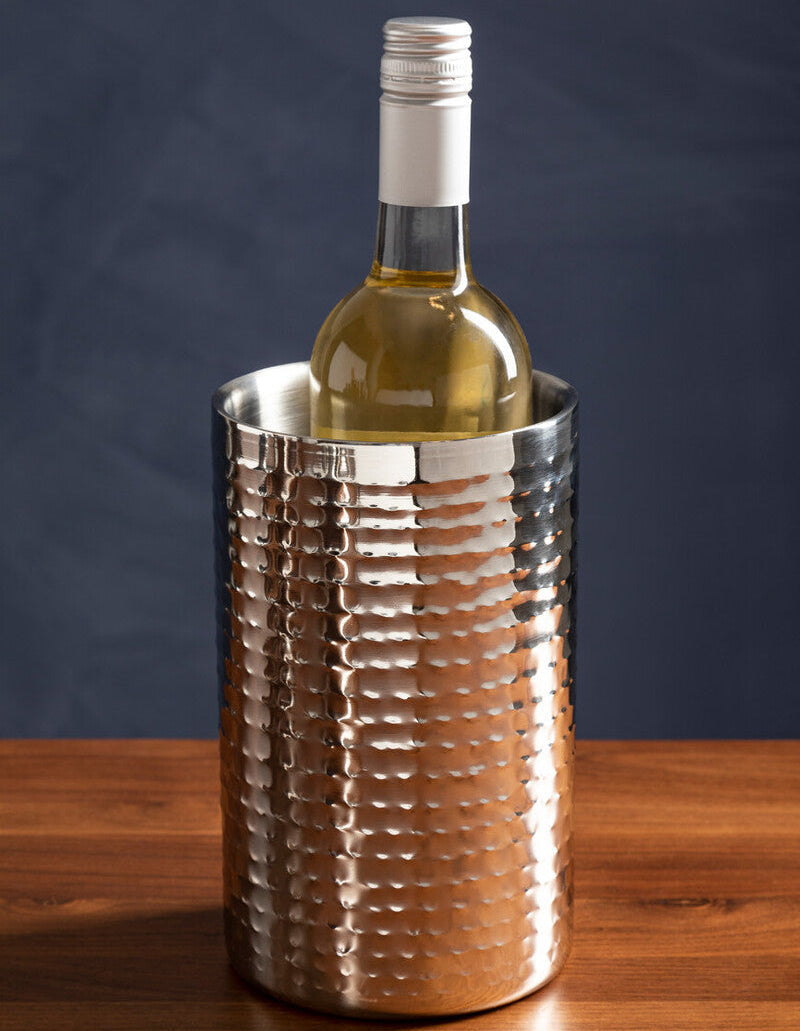 Orsina Hammered Stainless Steel Champagne Cooler | Insulated Wine Chiller