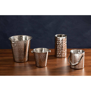 Orsina Hammered Ice Bucket with Lid and Handle – Insulated Barware