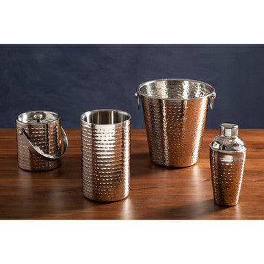 Orsina Hammered Ice Bucket with Lid and Handle – Insulated Barware