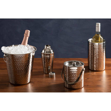 Orsina Hammered Ice Bucket with Lid and Handle – Insulated Barware