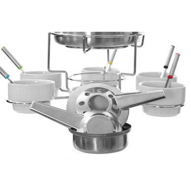 Orsina Freya Stainless Steel Fondue Set with Rotating Stand & Bowls