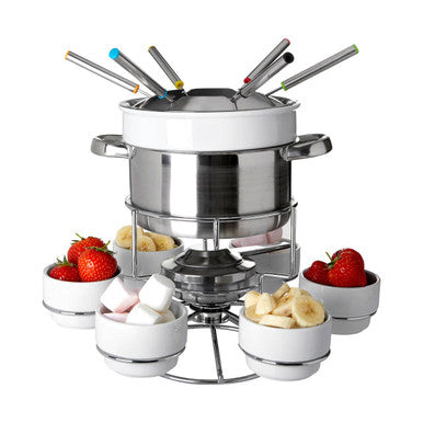 Orsina Freya Stainless Steel Fondue Set with Rotating Stand & Bowls