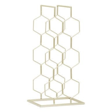 Orsina Yaxi Gold Wine Rack – 9 Bottle Geometric Iron Storage Tower