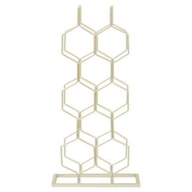 Orsina Yaxi Gold Wine Rack – 9 Bottle Geometric Iron Storage Tower