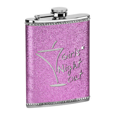 Orsina Pink Girls Night Out Hip Flask – 8oz Glitter Party Accessory