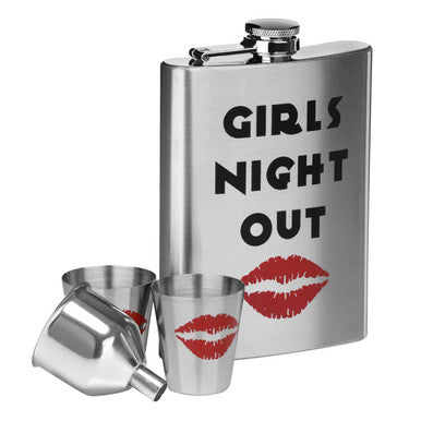 Orsina Auden Girls Night Out Hip Flask Set - 8oz Silver Novelty Flask