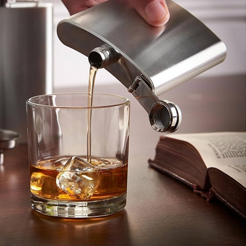 Orsina Auden Hip Flask – 8oz Stainless Steel Pocket Flask with Hinged Cap