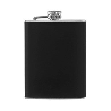 Orsina Stainless Steel Hip Flask Set – Black Leather Effect Gift Box