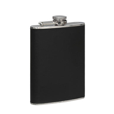 Orsina Stainless Steel Hip Flask Set – Black Leather Effect Gift Box