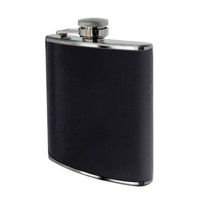 Orsina Stainless Steel Hip Flask Set – Black Leather Effect Gift Box