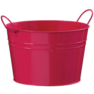 Orsina Pink Metal Bucket – Durable Storage Bin with Handles, 1pc