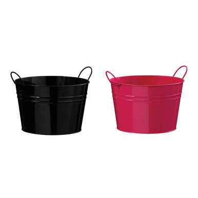 Orsina Pink Metal Bucket – Durable Storage Bin with Handles, 1pc