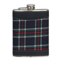 Orsina Blue Tartan Hip Flask | Stainless Steel with Leather Trim