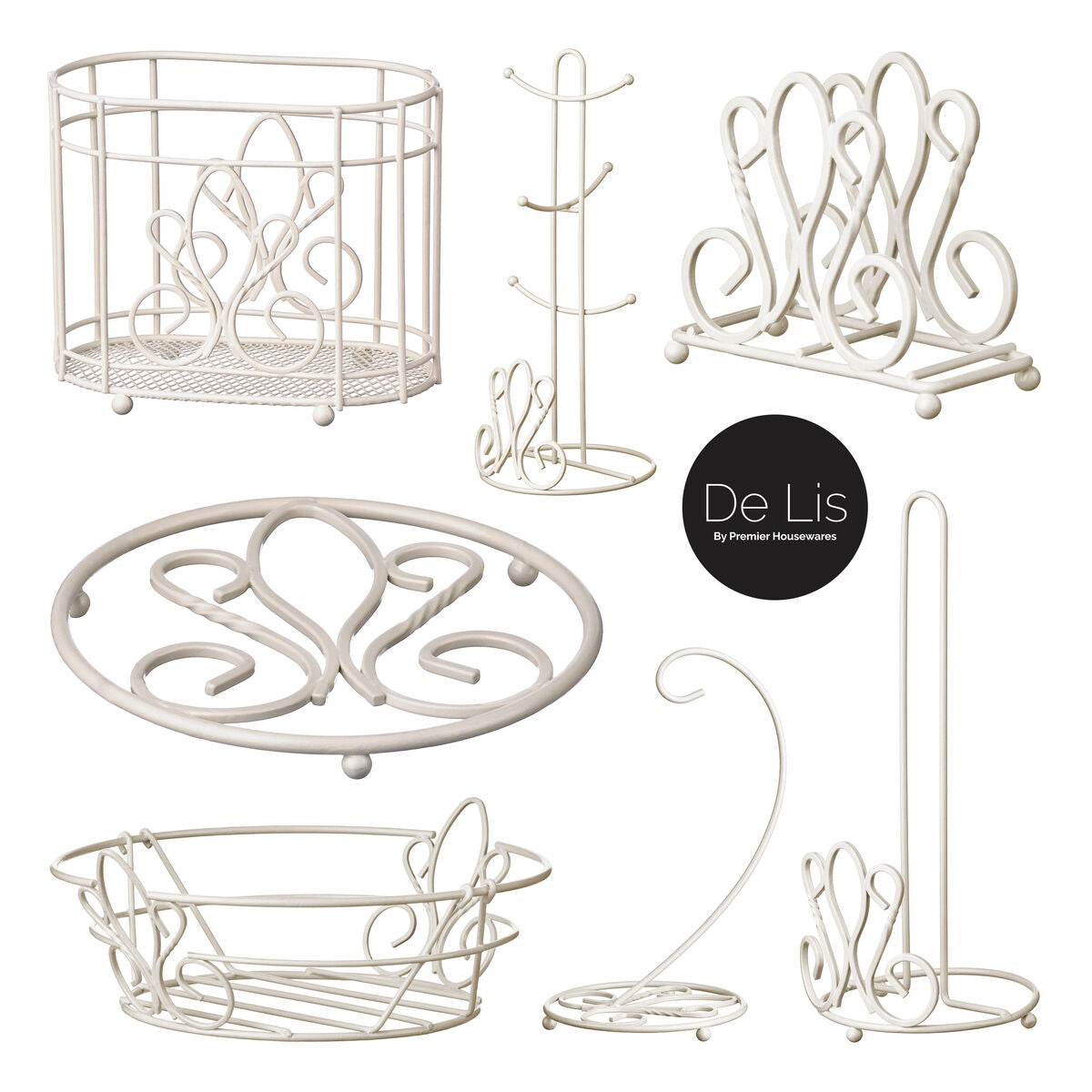 Orsina Fleur De Lis Metal Napkin Holder – Cream Table Organizer