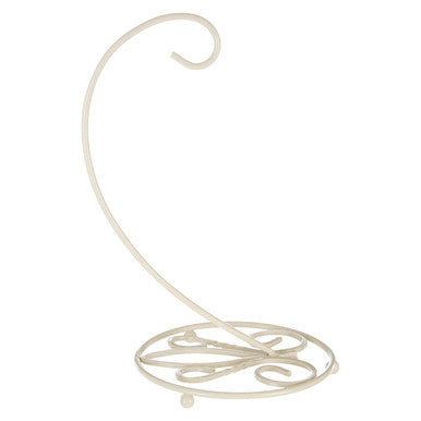 Orsina De Lis Banana Hanger – Cream Metal Fruit Stand with Scroll Base