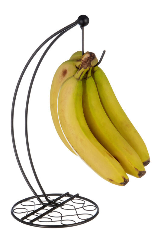 Orsina Twist Banana Hanger – Matte Black Metal Fruit Stand for Countertop