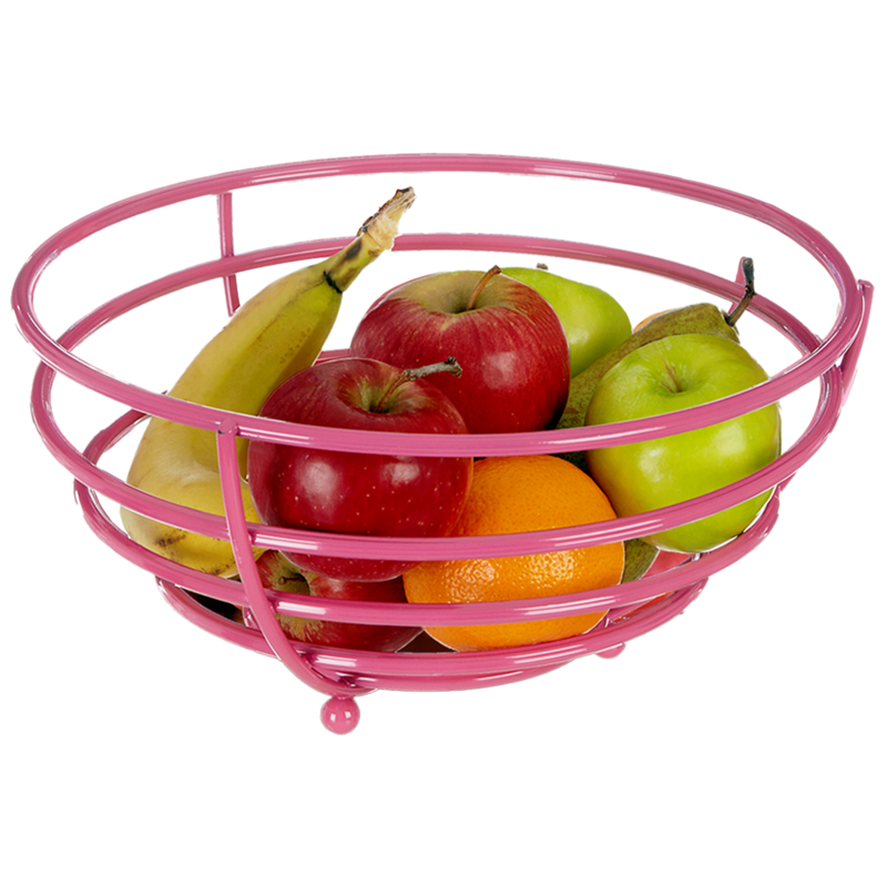 Orsina Helix Hot Pink Fruit Basket – Modern Wire Metal Kitchen Bowl