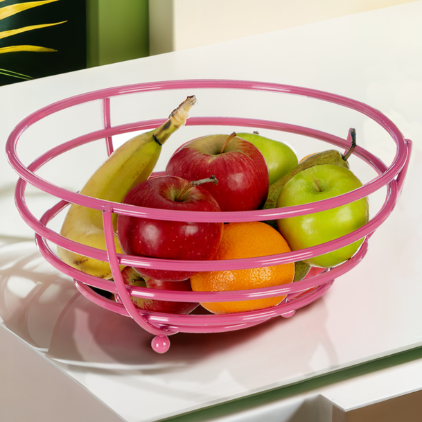 Orsina Helix Hot Pink Fruit Basket – Modern Wire Metal Kitchen Bowl