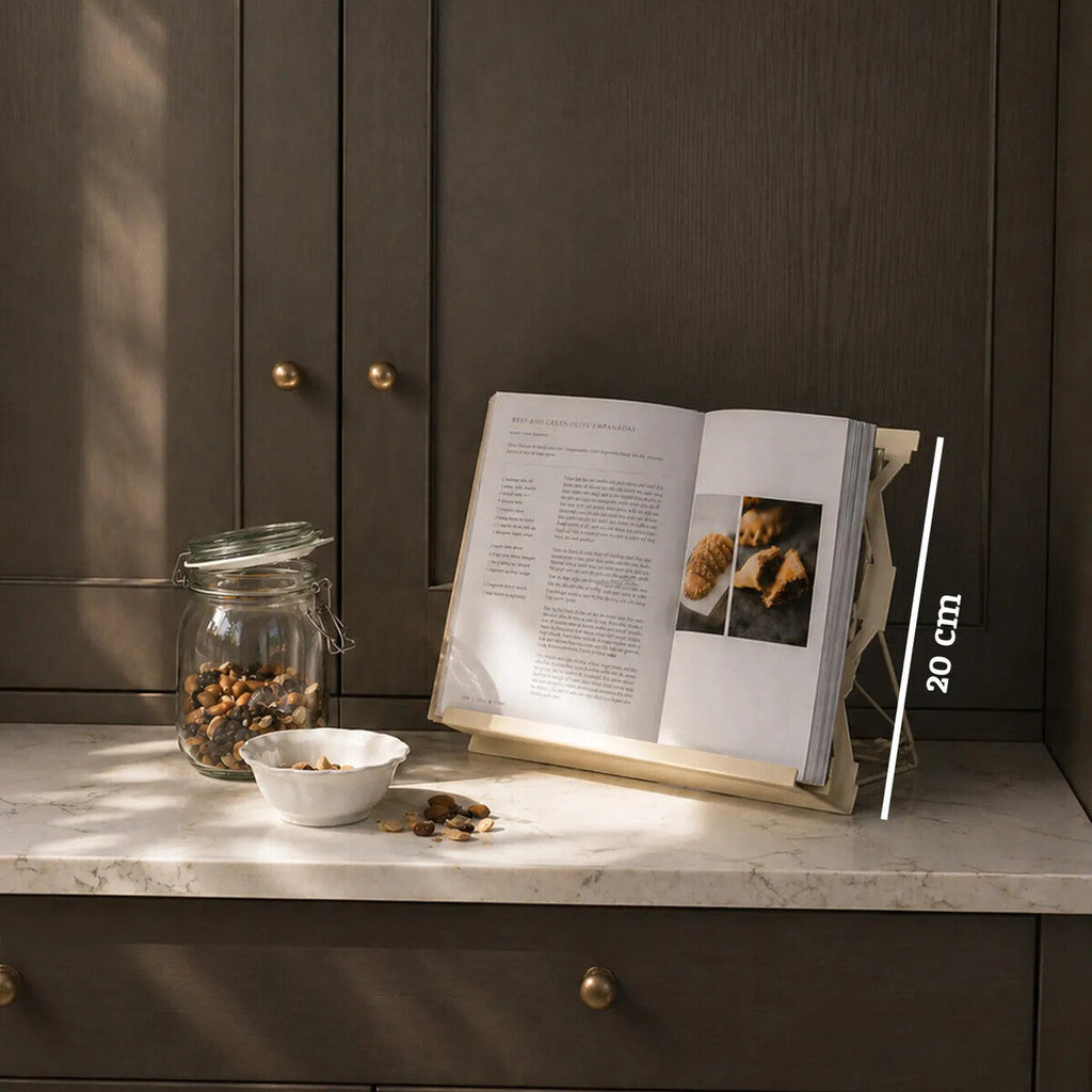 Orsina Cream Enamel Cookbook Stand – Stable Recipe & Tablet Holder