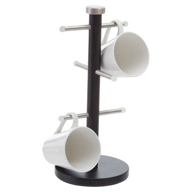 Orsina Hirano Matte Black Metal Mug Tree – 6 Cup Countertop Organizer