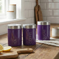 Orsina Purple Enamel Tea Coffee Sugar Set | Stainless Steel Lids