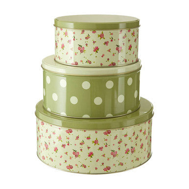 Orsina Rose Cottage Round Storage Tins – Set of 3 Iron Biscuit Tins