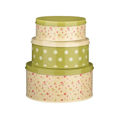 Orsina Rose Cottage Round Storage Tins – Set of 3 Iron Biscuit Tins